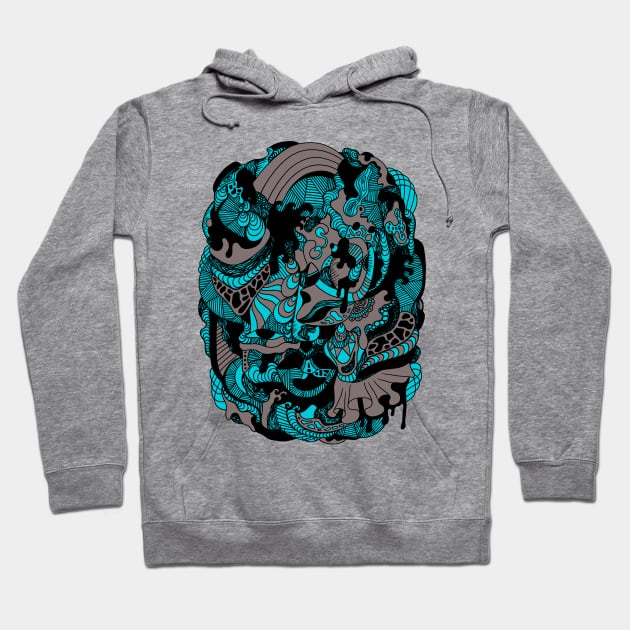 Blue Grey Abstract Wave of Thoughts No 2 Hoodie by kenallouis